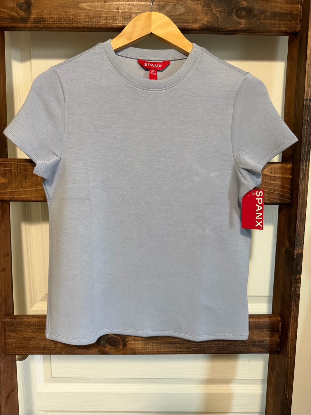 SPANX Soft Stretch Crewneck Tee Blue Gray - S